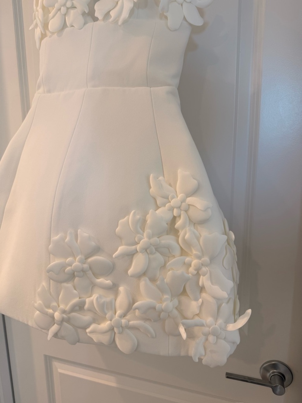 NWOT BRONX BANCO Emma White Floral Appliqué Spaghetti Strap Mini Wedding Dress - Picture 12 of 17